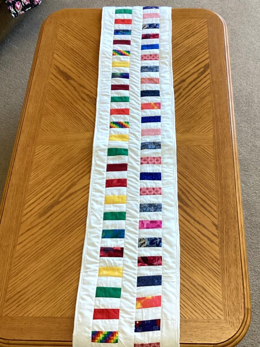 Handmade Quilted Reversable Long Table Runner Linens Home Decor Multicolored